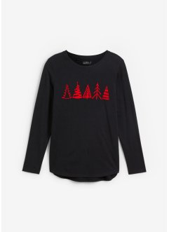 T-shirt coton à manches longues avec motif Noël, bpc bonprix collection