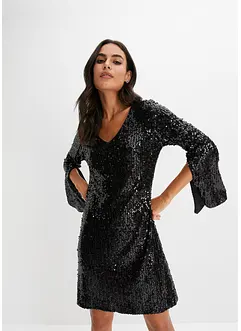 Paillettenkleid mit Trompeten-Ärmel, bonprix