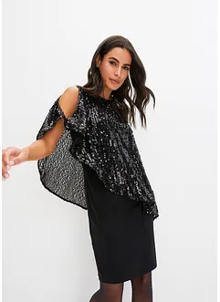 Robe à épaules dénudées à paillettes, bonprix