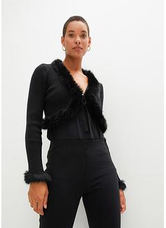Strickjacke mit Fellimitat, BODYFLIRT