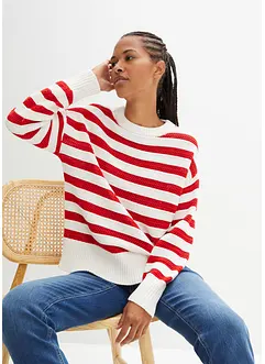 Pull boxy 100% coton en maille ajourée, bonprix