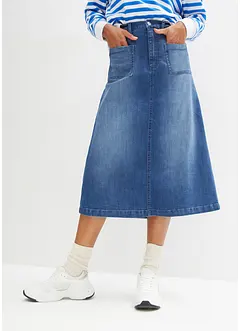 Stretch-Jeansrock, Midi-Länge, bonprix