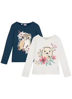 Lot de 2 T-shirts manches longues 100% coton, bonprix