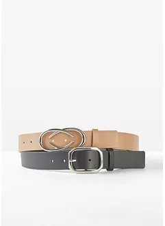 Gürtel 2er Pack mit 2 auswechselbaren Schnallen, bonprix