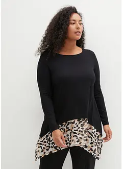 T-shirt avec empiècement en crêpe, bonprix