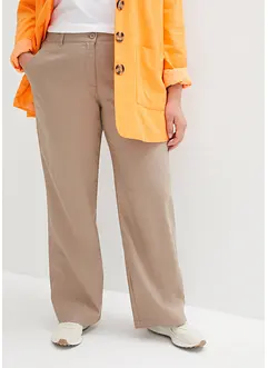 Pantalon en lin majoritaire avec taille élastiquée, bonprix