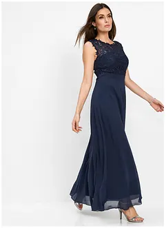 Robe longue avec empiècement dentelle, bonprix