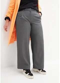 Pantalon large à pinces avec taille haute confortable et ajustable, bonprix
