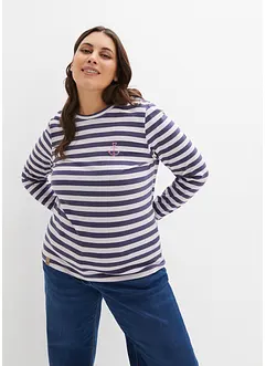 Gestreiftes Langarmshirt mit Stickerei, bonprix