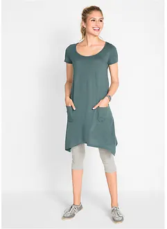 Kurzes Baumwoll-Shirtkleid aus Flammgarn, bonprix
