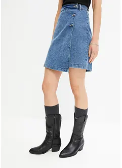 Jeansrock Mid Waist, gewickelt, bonprix