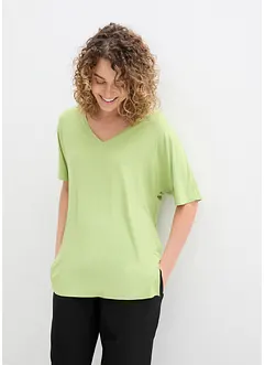 Long-Shirt mit V-Ausschnitt und Fledermausärmeln, bonprix