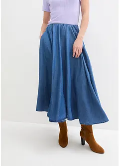 Jupe en jean, taille haute et élastiquée, bonprix