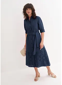 Hemdblusenkleid mit Lochstickerei, bonprix