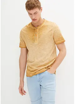 T-shirt col tunisien en 100% coton, aspect délavé, bonprix