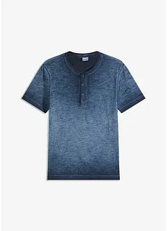 T-shirt col tunisien en 100% coton, aspect délavé, bonprix