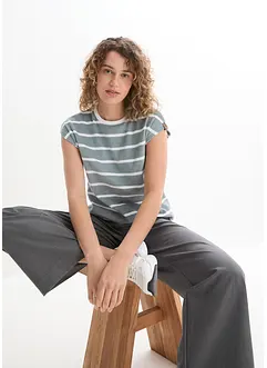 Shirt mit Streifen, kurzarm, bonprix