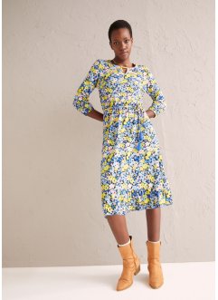 Baumwoll- Jerseykleid mit  ¾ Arm, knieumspielend, bpc bonprix collection