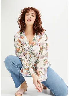 Blouse imprimée à volants, bonprix