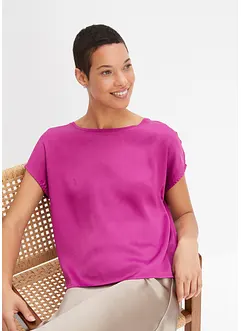 T-shirt avec empiècement en satin, bonprix