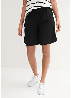 Short large à pinces en lin mélangé avec taille haute élastiquée, bonprix