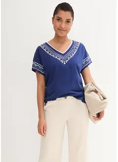 T-shirt coton ample avec imprimé brodé, bonprix