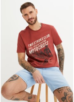 T-shirt en coton avec imprimé moto, John Baner JEANSWEAR