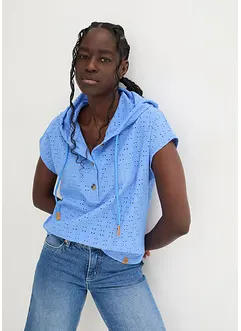 T-shirt col Henley à capuche, bonprix