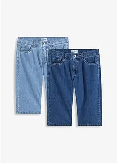 Lot de 2 bermudas longs en jean extensible, Regular Fit, bonprix