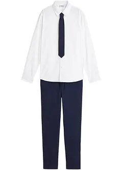 Pantalon chino, chemise manches longues et cravate (ens. 3 pces), bonprix