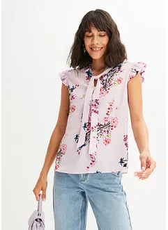 Blouse imprimée sans manches à lavallière, bonprix