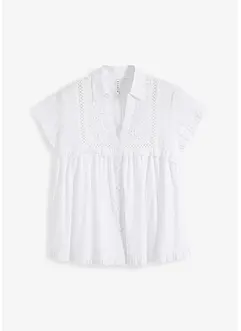 Chemisier manches courtes à broderies anglaises, bonprix