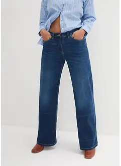 Wide-Leg-Jeans Mid Waist, Stretch, bonprix