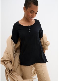 Weites Longshirt aus Flammgarn mit Taschen in A-Line aus Bio-Baumwolle, bpc bonprix collection