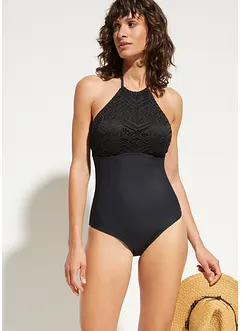 Maillot 1 pièce sculptant avec dentelle, maintien modéré, bonprix