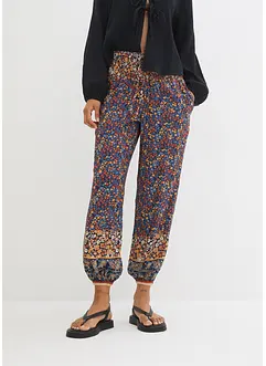 Pantalon à enfiler en viscose avec ceinture smockée, bonprix