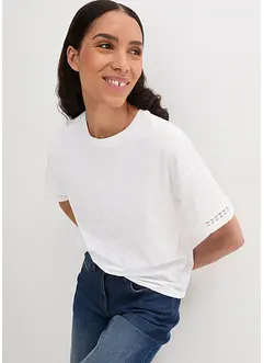 T-shirt avec finition dentelle aux manches, bonprix