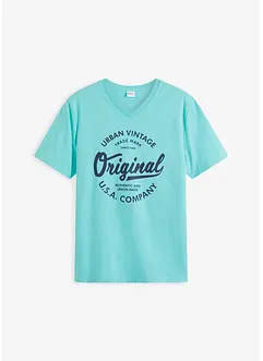 T-Shirt mit V-Ausschnitt aus reiner Baumwolle, bonprix
