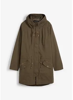 Baumwoll-Kurzparka mit Stehkragen, talliert, bonprix
