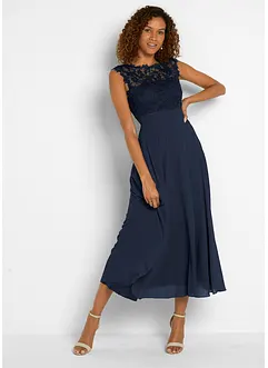 Robe longue avec empiècement dentelle, bonprix