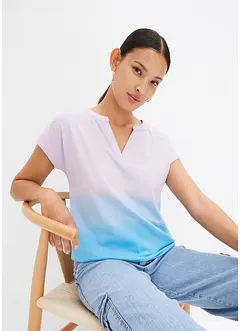 T-shirt col tunisien à effet ombré dye, bonprix