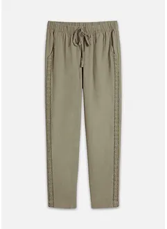 Leinenhose mit seitlichem Spitzeneinsatz, knöchelfrei, bonprix