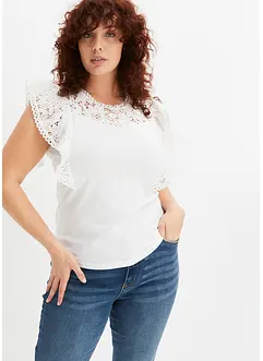 Shirt mit Spitze und Volants, bonprix