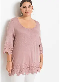 T-shirt avec finitions dentelle, bonprix