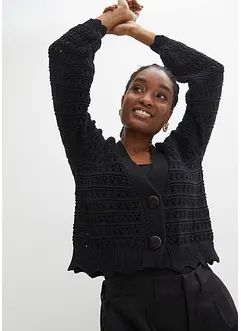 Ajour-Strickjacke aus reiner Baumwolle, bonprix