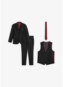 Costume Slim (ens. 4 pces) : veste, pantalon, gilet, cravate, bonprix