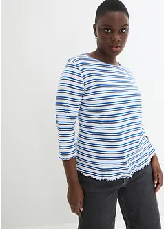 Rippshirt mit Wellenkante, 3/4-Ärmel, bonprix