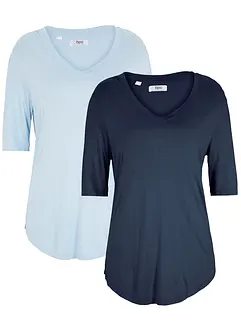 Longshirt aus softer Viskose, 2er-Pack, bonprix