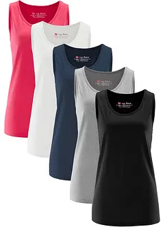 Long-Top aus reiner Baumwolle (5er Pack), bonprix
