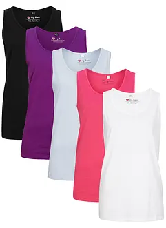 Lot de 5 débardeurs longs 100% coton, bonprix